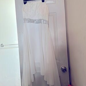 Champagne Lace Wedding Dress with Spaghetti Straps